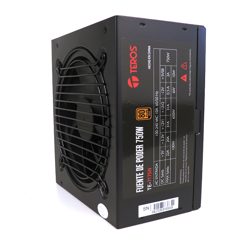 Fuente de alimentación CERTIFICADA TE7175 F.Modular, ATX, 750W, 80 Plus Gold, 100V-240VAC