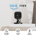 Cámara de seguridad Smart compacta, Amazon Blink Mini, para interiores, con video de alta definición 1080 y detección de movimiento, funciona con Alexa - 2 cámaras (negras)