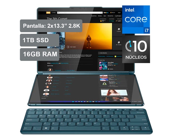 Notebook Lenovo Yoga Book 9 13IRU8, 2 x 13.3" 2.8K OLED Touch, Core i7-1355U 1.7/5.0GHz