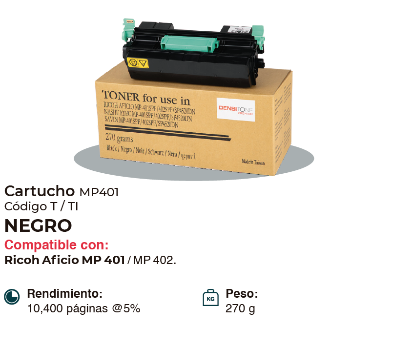 Cartucho de Toner Compatible DENSITONE Para Ricoh Aficio MP 401SPF / MP 402SPF / SP 4520DN - BLACK