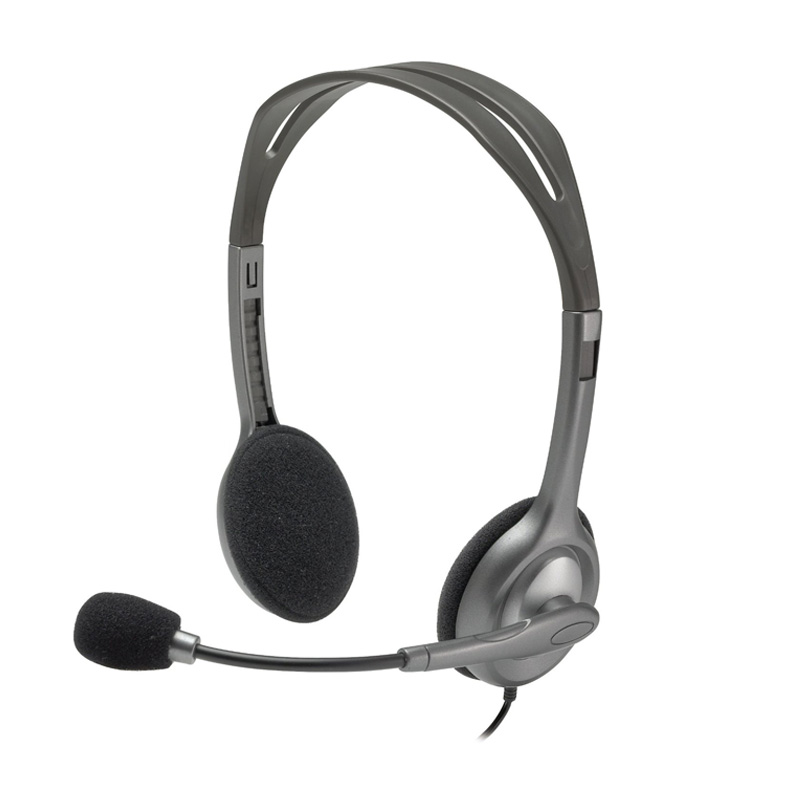Auriculares Logitech H111, estéreo, micrófono, conector 3.5MM, Gris