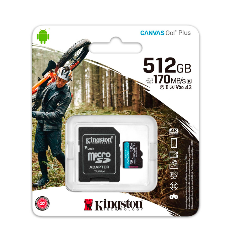 Memoria Flash microSDXC Kingston Canvas Go! Plus, 512 GB con adaptador SD