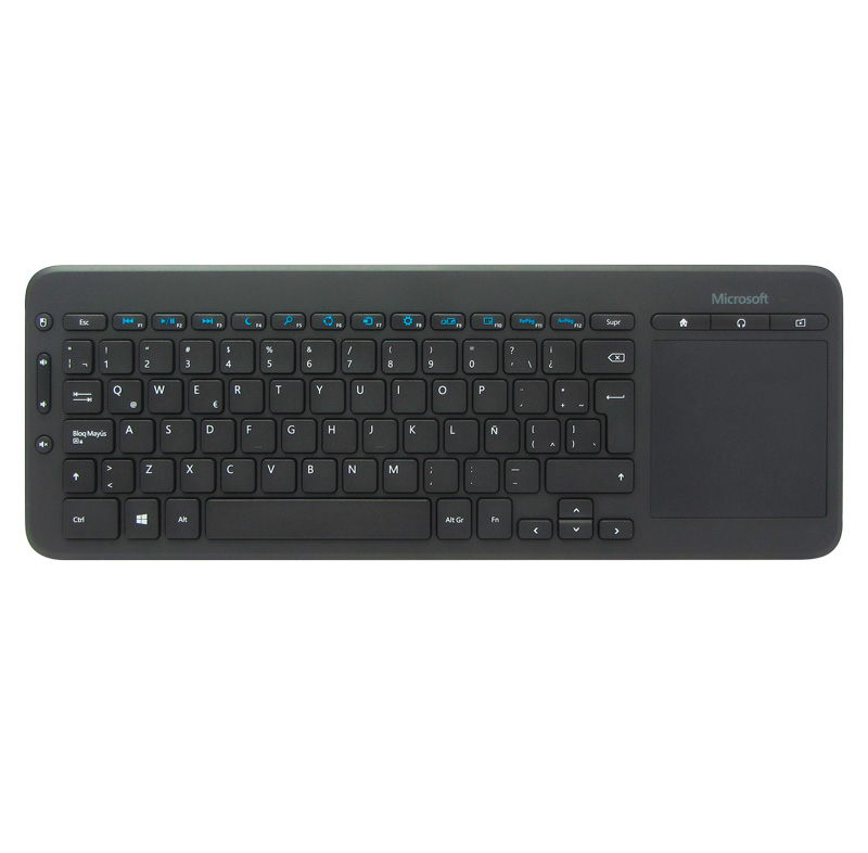 Teclado inalámbrico Microsoft All-in-One Media, receptor USB, Multimedia 2.4GHz, touchpad