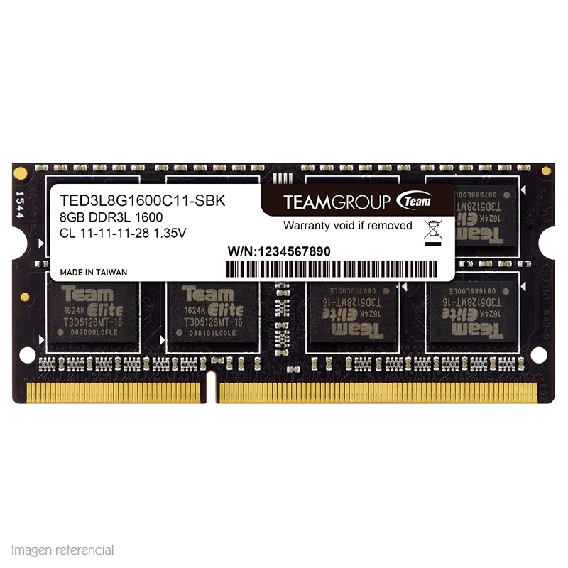 Memoria RAM TEAMGROUP, 8GB, DDR3L, SO-DIMM, 1600MHz, CL11-11-11-28, 1.35V