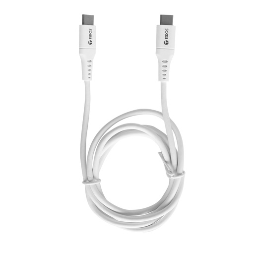 [TE-70208W] Cable USB Teros TE-70208W, Tipo C - TIPO C, 5A, 100W Max, Blanco