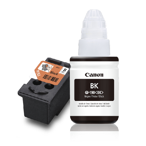 [PACKBOTCANGI190BKCABBH1] PACK Botella de Tinta Canon GI-190BK + Cabezal BH-1 Negro