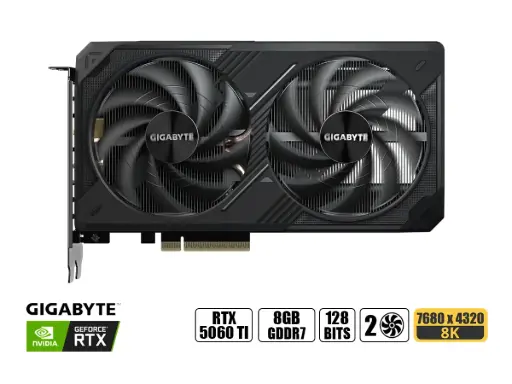 [GV-N506TWF2OC-8GD] Tarjeta De Video Gigabyte RTX 5060 Ti 8GB Windforce GDDR7 (GV-N506TWF2OC-8GD) Geforce Nvidia, 128 Bits, 2 Ventiladores
