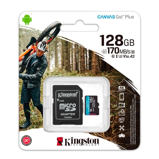 [ACKTSDCG3128GB] Memoria Flash microSDXC Kingston Canvas Go! Plus, 128GB con adaptador SD