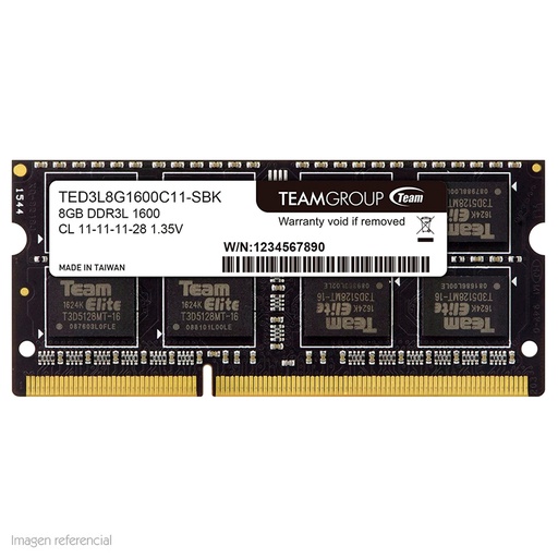 [TED3L8G1600C11-S01] Memoria RAM TEAMGROUP, 8GB, DDR3L, SO-DIMM, 1600MHz, CL11-11-11-28, 1.35V
